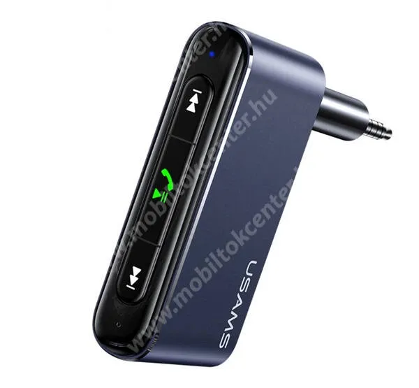 USAMS bluetooth FM transmitter 3,5mm jack csatlakozóval - SZÜRKE - v5.0, 145mAh, AUX + Type-C kábel - SJ519JSQ01 - GYÁRI