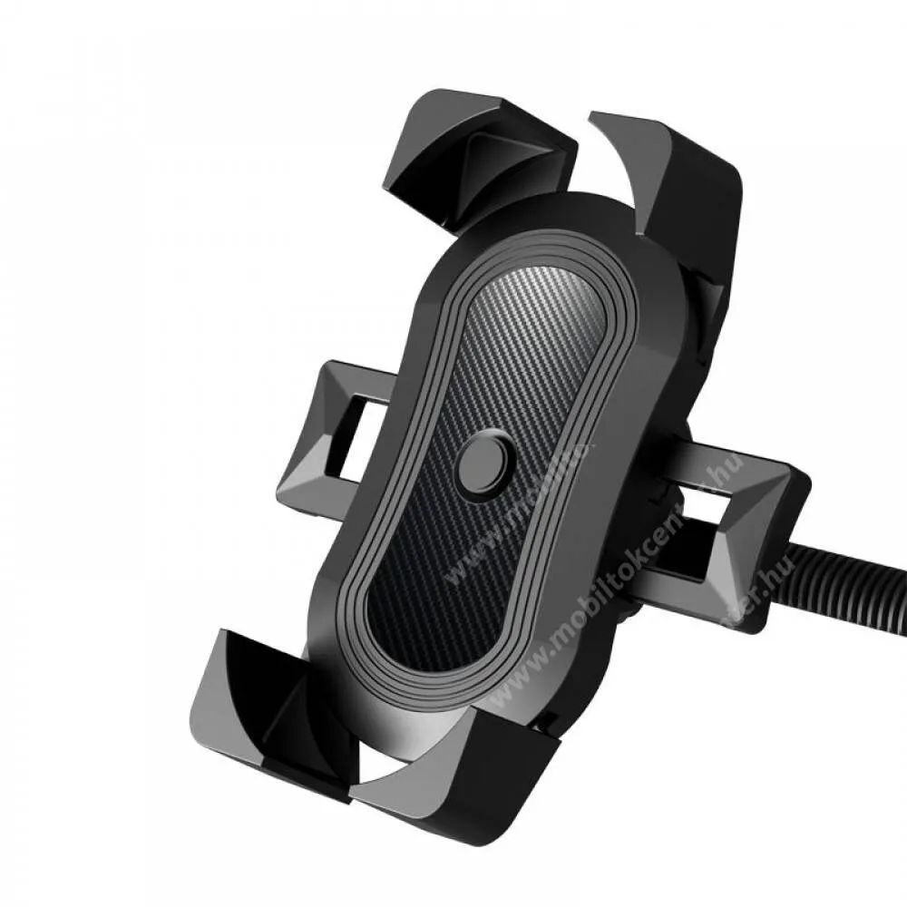 XO C51 UNIVERZÁLIS biciklis / motoros / kerékpáros tartó konzol mobiltelefon készülékekhez - FEKETE - 360°-ban forgatható, 60–90mm-ig nyíló bölcsővel, max 12mm-es vastag készülékhez, 22-35mm-es átmérőjű kormányra alkalmas - GYÁRI