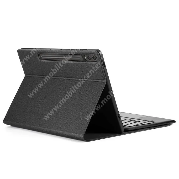 DUX DUCIS TK notesz / mappa tok - FEKETE - oldalra nyíló, szövettel bevont, mágneses záródás, asztali tartó, ceruzatartó, TOUCHPAD, bluetooth billentyűzet (ANGOL KIOSZTÁSÚ!) - SAMSUNG Galaxy Tab S9 FE (SM-X510/X516B) - GYÁRI