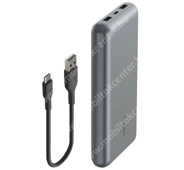 SAMSUNG Galaxy S22 5G (SM-S901) Belkin BoostCharge power bank, Vésztöltő, 2 x USB-A, 1 x USB-C aljzat, 20000mAh, 15W, Gyorstöltő, LED kijelző, BPB012BTGY, Szürke