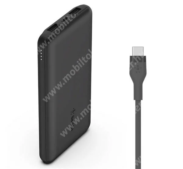 SAMSUNG Galaxy S22 5G (SM-S901) Belkin BoostCharge power bank, Vésztöltő, 2 x USB-A, 1 x USB-C aljzat, 10000mAh, 15W, Gyorstöltő, LED kijelző, BPB011BTBK, Fekete