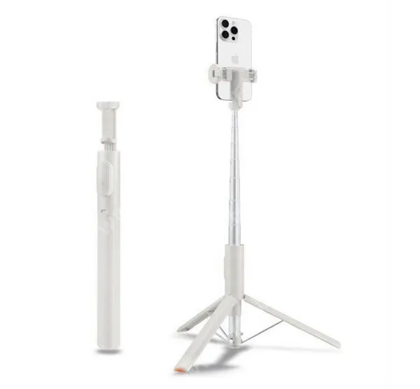 SAMSUNG Galaxy S22 5G (SM-S901) Spigen teleszkópos selfie bot és tripod állvány, 31-146cm-ig állítható, Bluetooth kioldó, AMP09337, Fehér