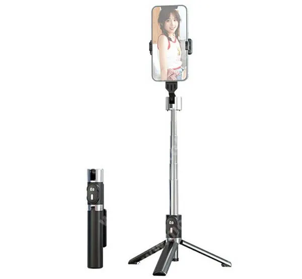 Usams Mini teleszkópos selfie bot és tripod állvány, 20-100cm-ig állítható, Bluetooth kioldó, ZB32401, Fekete