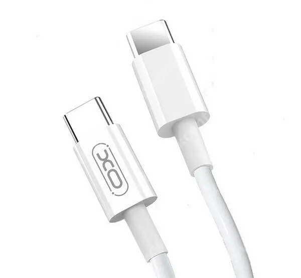Telekom T Phone 5G (REVVL 6x) (2023) XO adat és gyorstöltő kábel, USB-C / USB-C, 40W, PD, Gyorstöltés, 1m hosszú, NB124, Fehér
