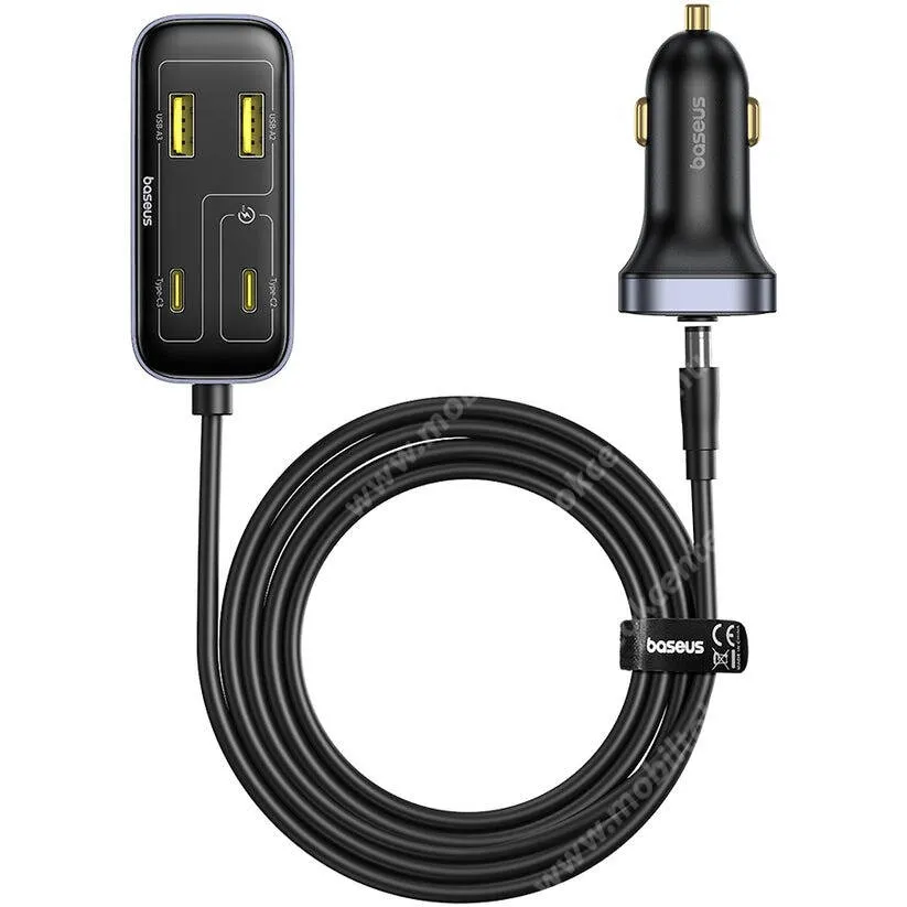 Baseus Backseatpal L1 autós telefontöltő, 3 x USB-A, 3 x USB-C aljzat, 110W, GaN, PD 3.0 gyorstöltés, 150cm hosszú kábel, C00081100121-00, Fekete