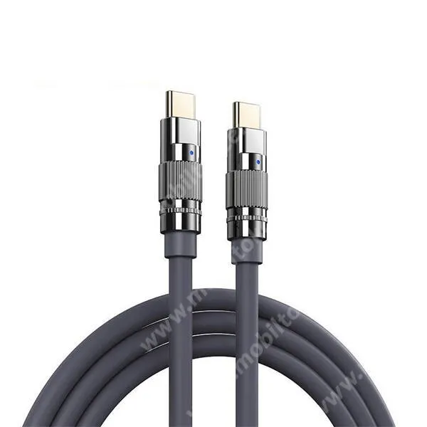 Remax Wefon adatátviteli kábel, USB töltő, USB-C / USB-C csatlakozók, 5A, 100W, PD gyorstöltés, 480Mbps, 1m hosszú, RC-C055, Szürke