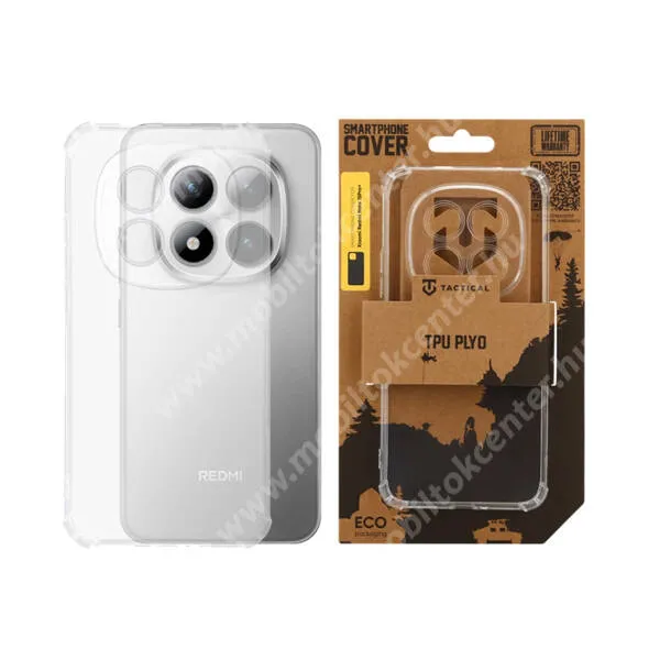 Xiaomi Redmi Note 15 Pro Plus 5G, Poco M8 Pro 5G, Tactical Plyo Armor telefontok, Kameravédelemmel, Erősített sarkok, Ütésálló, TPU, Szilikon, Átlátszó